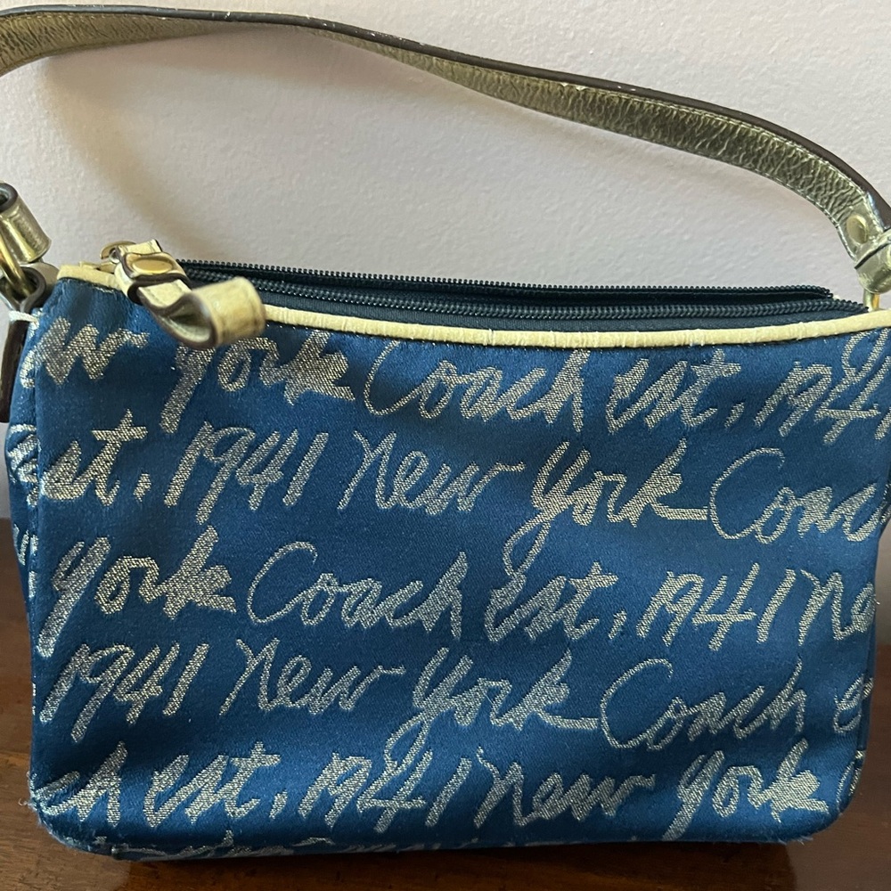 Coach Blue and Silver Heart Accent Shoulder Bag - Picture 3 of 4